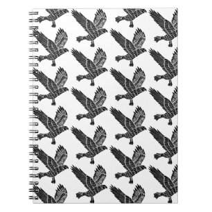 Schwarz-Weiß-Fliegenraven-Lino-Schnitt Notizblock