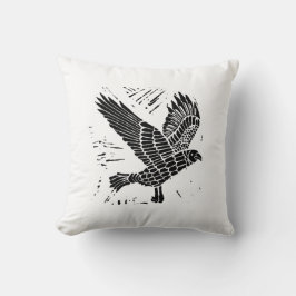 Schwarz-Weiß-Fliegenraven-Lino-Schnittwirbel Kisse Kissen