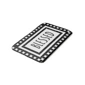 Schwarz-Weiß-Fliesen-Design Badematte (Schrägansicht)