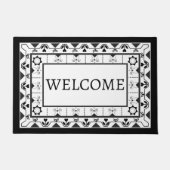 Schwarz-Weiß-Fliesen-Design Willkommen Fußmatte (Vorderseite)