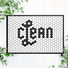 Schwarz-Weiß-Fliesendesign Sauberer Waschraum Fußmatte
