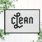 Schwarz-Weiß-Fliesendesign Sauberer Waschraum Fußmatte