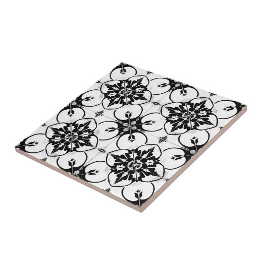 Schwarz-Weiß-Fliesenmuster Fliese (Seite)