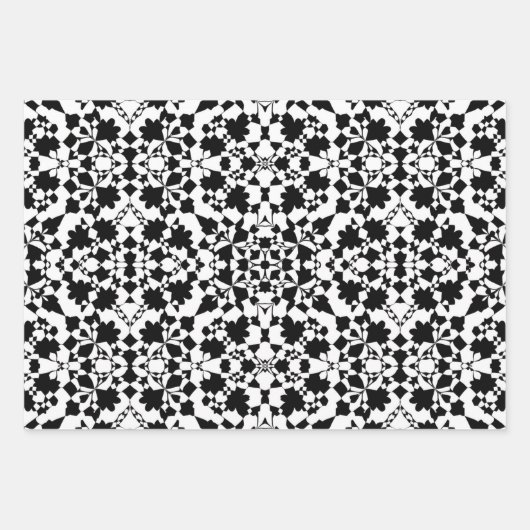 Schwarz-Weiß-Fliesenmuster Set 1 Geschenkpapier Set (Vorderseite 3)
