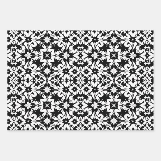 Schwarz-Weiß-Fliesenmuster Set 1 Geschenkpapier Set (Vorderseite 2)