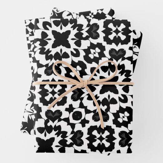 Schwarz-Weiß-Fliesenmuster Set 1 Geschenkpapier Set (Beispiel)