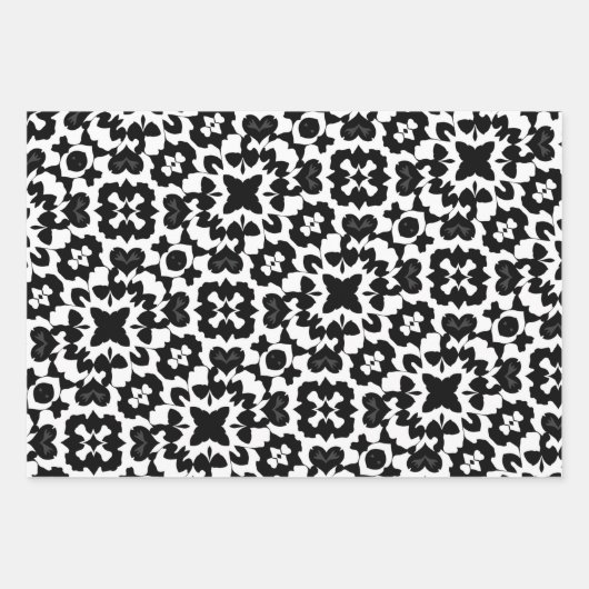 Schwarz-Weiß-Fliesenmuster Set 1 Geschenkpapier Set (Vorderseite)