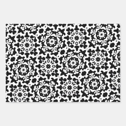 Schwarz-Weiß-Fliesenmuster Set 2 Geschenkpapier Set (Vorderseite)