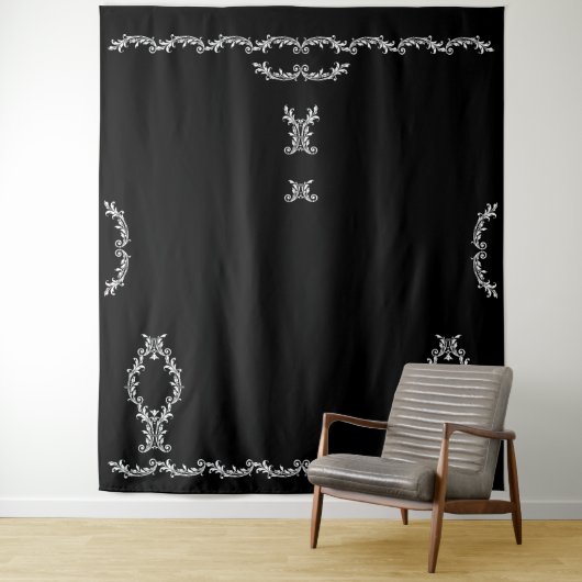 Schwarz-Weiß-Flora-Acanthus-Leaf gestalten Ihre ei Wandteppich (Beispiel)