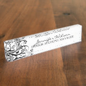 Schwarz-Weiß-Flora-Chic Namensplakette (Seite)