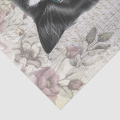 Schwarz-Weiß-Flora-Katze Kitten Seidenpapier (Detail)