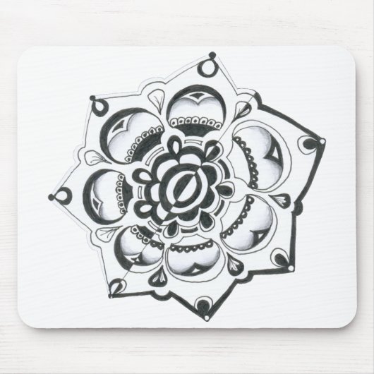 Schwarz-Weiß-Flora-Symmetrie Mousepad (Vorne)
