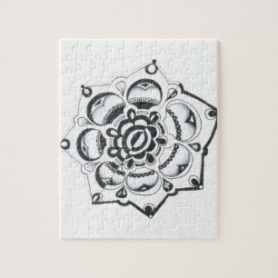 Schwarz-Weiß-Flora-Symmetrie Puzzle