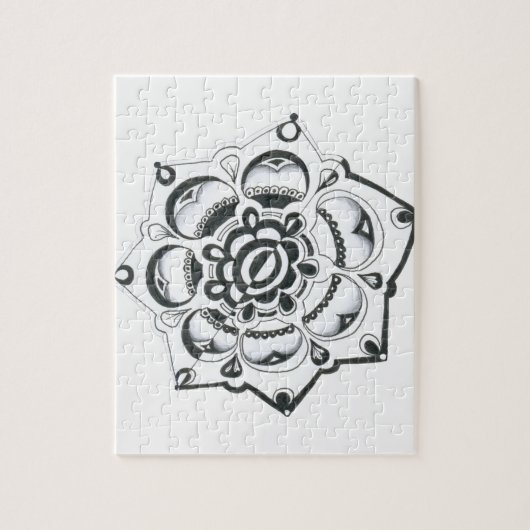 Schwarz-Weiß-Flora-Symmetrie Puzzle (Vertikal)