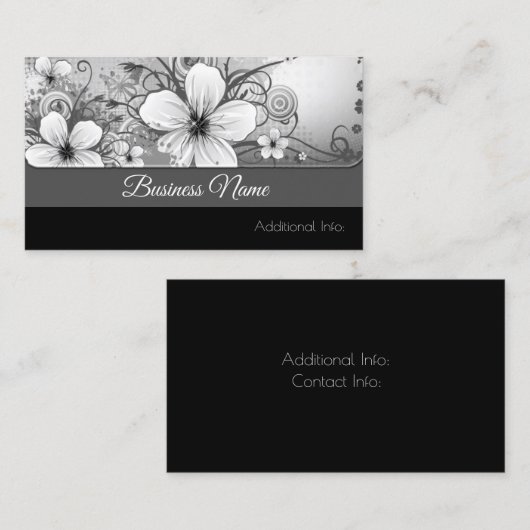 Schwarz-Weiß-Flora-Visitenkarte Visitenkarte (Vorne/Hinten)