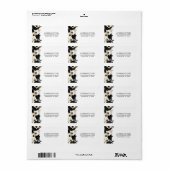 Schwarz-Weiß-Floral-Adresse Adressaufkleber (Vorne)