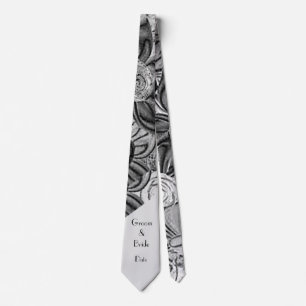 „Schwarz-weiß floral“ Herren-Hochzeitskrawatte Krawatte