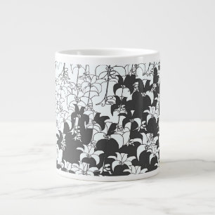 Schwarz Weiß Floral Jumbo-Tasse