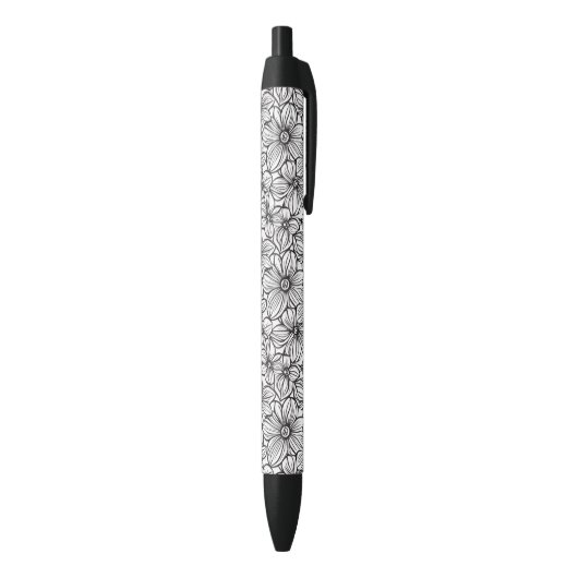 Schwarz Weiß Floral Kugelschreiber (Unterseite (Vertikal))