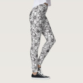 Schwarz Weiß Floral Leggings (Rechts)
