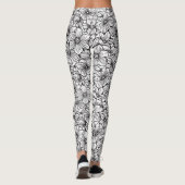 Schwarz Weiß Floral Leggings (Rückseite)