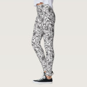 Schwarz Weiß Floral Leggings (Links)