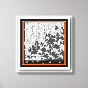 Schwarz Weiß Floral Leinwanddruck