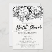 Schwarz-weiß Floral Lily Bouquet Brautparty Einladung (Vorderseite)