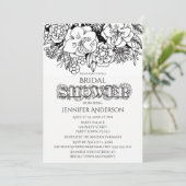 Schwarz-weiß Floral Lily Daisy Brautparty Einladung (Stehend Vorderseite)