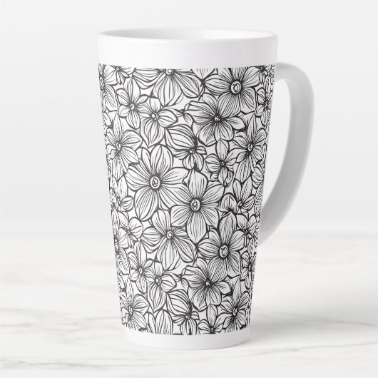 Schwarz Weiß Floral Milchtasse (Rechte Ecke)