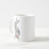 Schwarz Weiß Floral Osterhase Kaffeetasse (Vorderseite Links)