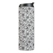 Schwarz Weiß Floral Thermosbecher (Nach links gedreht)