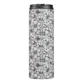 Schwarz Weiß Floral Thermosbecher (Rückseite)
