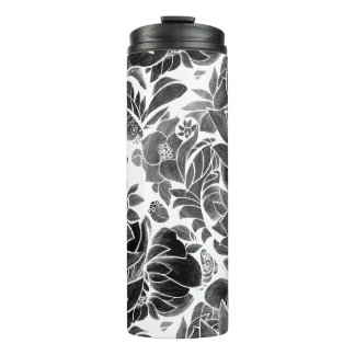 Schwarz-weiß floral thermosbecher