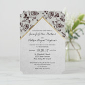 Schwarz-Weiß-Floral- und Goldtrimmpapier Gerecycel Einladung (Stehend Vorderseite)