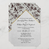 Schwarz-Weiß-Floral- und Goldtrimmpapier Gerecycel Einladung (Vorne/Hinten)