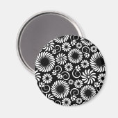 Schwarz-weiß floraler iPhone-Magnet Magnet (Vorderseite/Rückseite)