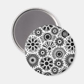 Schwarz-weiß floraler iPhone-Magnet Magnet (Vorderseite/Rückseite)
