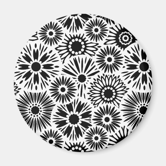 Schwarz-weiß floraler iPhone-Magnet Magnet (Vorne)