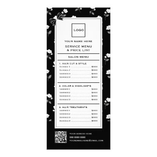 Schwarz Weiß Florales Friseursalon Hairstylist Fri Werbekarte