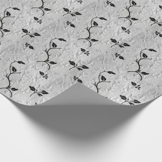 Schwarz-Weiß-Florals Geschenkpapier (Ecke)