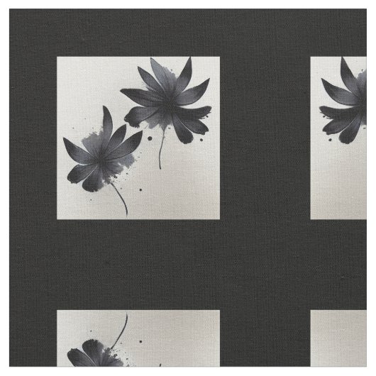 Schwarz-Weiß-Florals Stoff (Nahaufnahme)