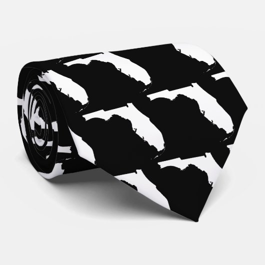 Schwarz-Weiß-Florida-Kartenform Muster Krawatte (Gerollt)