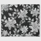 Schwarz-Weiß-FLowered Geschenkpapier (Flach)