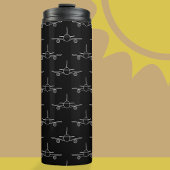 Schwarz-Weiß-Flugzeug-Muster Thermosbecher