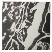 Schwarz-Weiß-Fluid Art Vaporwave Fliese (Vorderseite)
