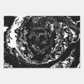 Schwarz-Weiß-Fluid-Kunst Moderne Abstrakt Geschenkpapier Set (Vorderseite 3)
