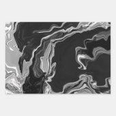 Schwarz-Weiß-Fluid-Kunst Moderne Abstrakt Geschenkpapier Set (Vorderseite 2)