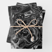 Schwarz-Weiß-Fluid-Kunst Moderne Abstrakt Geschenkpapier Set (Beispiel)