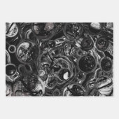 Schwarz-Weiß-Fluid-Kunst Moderne Abstrakt Geschenkpapier Set (Vorderseite)